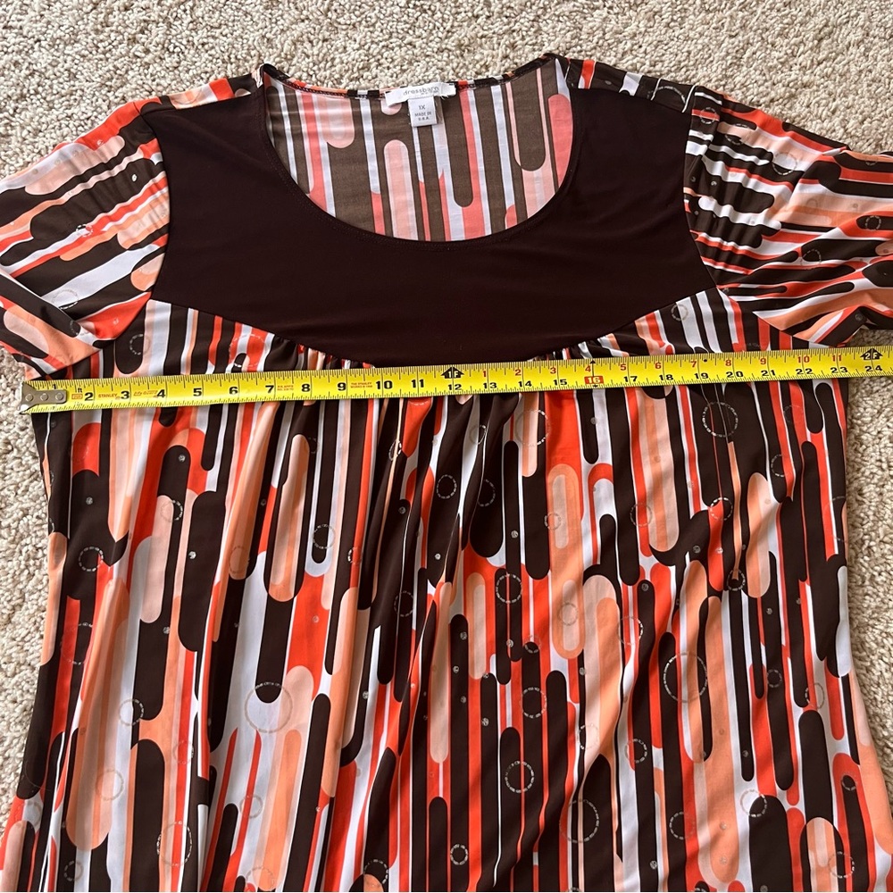 Dress Barn Womens Vintage Top 1X 3/4 Sleeves Abstract Mod Retro MCM Boho 90s Art - Picture 5 of 10